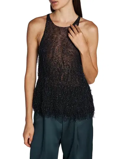 Giorgio Armani Women's Sequined Knit Sleeveless Blouse - Size 8 | Thumbnail 6 Giorgio Armani Women's Sequined Knit Sleeveless Blouse - Size 8 | Thumbnail 6