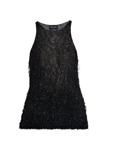 Giorgio Armani Women's Sequined Knit Sleeveless Blouse - Size 8 | Thumbnail 1 Giorgio Armani Women's Sequined Knit Sleeveless Blouse - Size 8 | Thumbnail 1