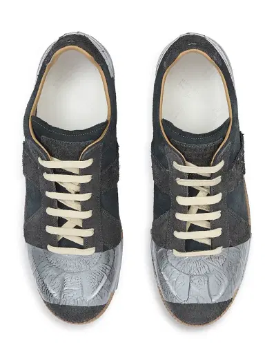 Maison Margiela Men's Replica Deconstructed Suede Sneakers - Black Silver | Thumbnail 4 Maison Margiela Men's Replica Deconstructed Suede Sneakers - Black Silver | Thumbnail 4
