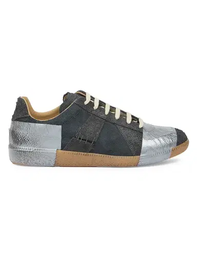 Maison Margiela Men's Replica Deconstructed Suede Sneakers - Black Silver | Thumbnail 1 Maison Margiela Men's Replica Deconstructed Suede Sneakers - Black Silver | Thumbnail 1