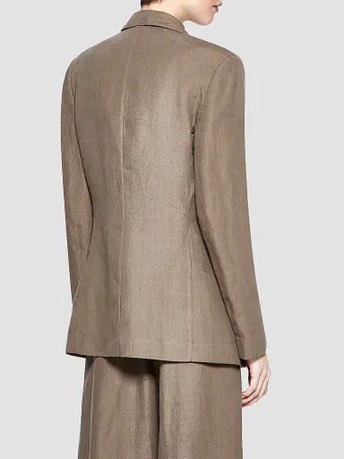 Giorgio Armani Women's Single-Breasted Linen Jacket - Brown | Thumbnail 3 Giorgio Armani Women's Single-Breasted Linen Jacket - Brown | Thumbnail 3