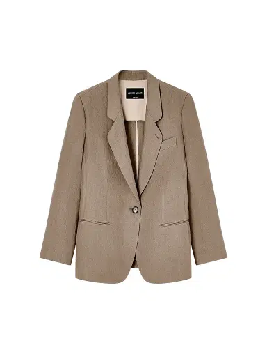 Giorgio Armani Women's Single-Breasted Linen Jacket - Brown | Thumbnail 1 Giorgio Armani Women's Single-Breasted Linen Jacket - Brown | Thumbnail 1