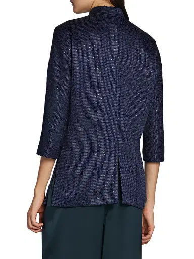 Giorgio Armani Women's Sequined Stand Collar Jacket - Solid Medium Blue - Size 8 | Thumbnail 5 Giorgio Armani Women's Sequined Stand Collar Jacket - Solid Medium Blue - Size 8 | Thumbnail 5