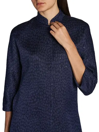 Giorgio Armani Women's Sequined Stand Collar Jacket - Solid Medium Blue - Size 8 | Thumbnail 6 Giorgio Armani Women's Sequined Stand Collar Jacket - Solid Medium Blue - Size 8 | Thumbnail 6