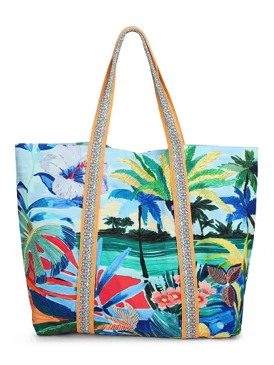Johnny Was Women's Paradis Cotton Beach Tote Bag - Paradis | Thumbnail 1 Johnny Was Women's Paradis Cotton Beach Tote Bag - Paradis | Thumbnail 1