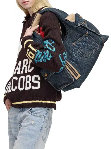 Marc Jacobs Women's The Denim & Suede Cargo Sack Bag - Dark Wash Indigo | Thumbnail 2 Marc Jacobs Women's The Denim & Suede Cargo Sack Bag - Dark Wash Indigo | Thumbnail 2