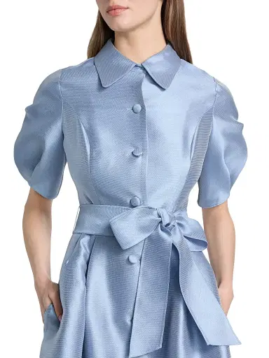 Teri Jon by Rickie Freeman Women's Tie-Waist Faille Knee-Length Shirtdress | Thumbnail 6 Teri Jon by Rickie Freeman Women's Tie-Waist Faille Knee-Length Shirtdress | Thumbnail 6