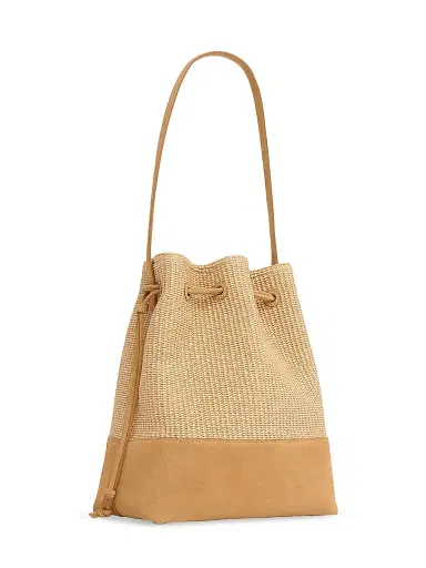 MANSUR GAVRIEL Women's Raffia & Suede Bucket Bag - Natural | Thumbnail 2 MANSUR GAVRIEL Women's Raffia & Suede Bucket Bag - Natural | Thumbnail 2