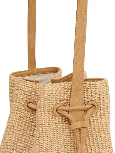 MANSUR GAVRIEL Women's Raffia & Suede Bucket Bag - Natural | Thumbnail 3 MANSUR GAVRIEL Women's Raffia & Suede Bucket Bag - Natural | Thumbnail 3