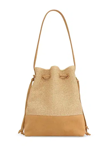 MANSUR GAVRIEL Women's Raffia & Suede Bucket Bag - Natural | Thumbnail 1 MANSUR GAVRIEL Women's Raffia & Suede Bucket Bag - Natural | Thumbnail 1