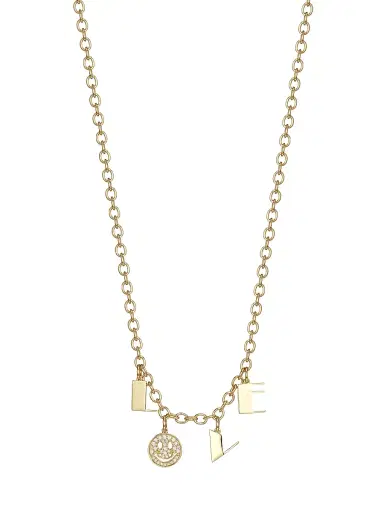 Sydney Evan Women's Happy Love Pure 14K Yellow Gold & Diamond Charm Necklace - Gold | Thumbnail 1