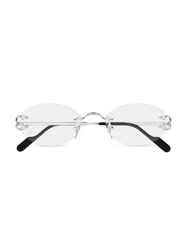 Cartier Men's C Décor Platinum-Plated Metal Rimless Oval Optical Glasses | Thumbnail 2 Cartier Men's C Décor Platinum-Plated Metal Rimless Oval Optical Glasses | Thumbnail 2