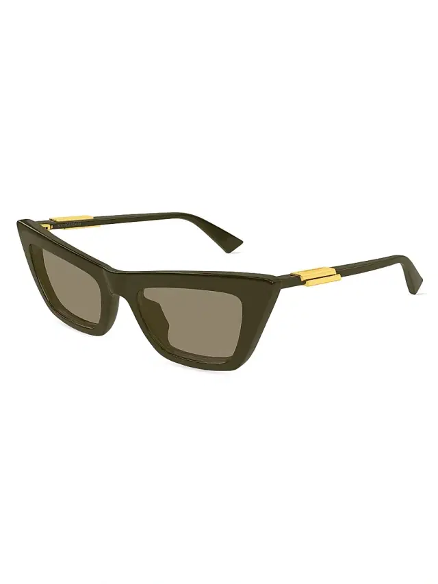 Bottega Veneta Women's Snap Ribbon 53MM Cat-Eye Sunglasses - Green