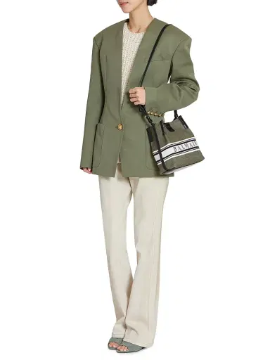 Balmain Women's Release Canvas Bucket Bag - Dark Olive Multi | Thumbnail 2 Balmain Women's Release Canvas Bucket Bag - Dark Olive Multi | Thumbnail 2