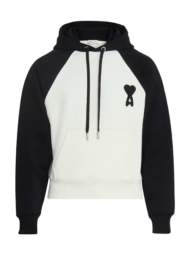 Men's Boxy Crochet Ami De Coeur Raglan Hoodie - Blanc Creme Noir