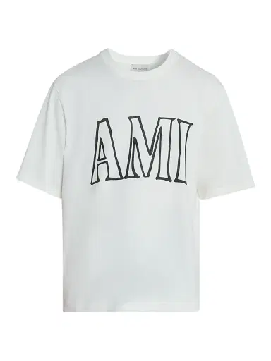 AMI PARIS Men's Logo Cotton T-Shirt - Blanc Creme | Thumbnail 1 AMI PARIS Men's Logo Cotton T-Shirt - Blanc Creme | Thumbnail 1