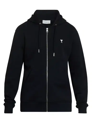 AMI PARIS Men's Ami de Coeur Cotton Zip-Front Hoodie - Noir Blanc Creme - Size XXL | Thumbnail 1 AMI PARIS Men's Ami de Coeur Cotton Zip-Front Hoodie - Noir Blanc Creme - Size XXL | Thumbnail 1