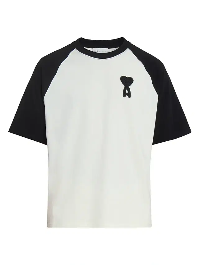 Men's Boxy Crochet Ami De Coeur Raglan T-Shirt - Blanc Creme Noir