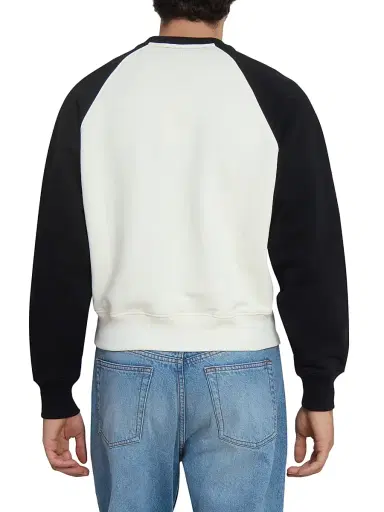 AMI Paris Men's Boxy Crochet Ami De Coeur Raglan Sweatshirt - Blanc Creme Noir | Thumbnail 5 AMI Paris Men's Boxy Crochet Ami De Coeur Raglan Sweatshirt - Blanc Creme Noir | Thumbnail 5