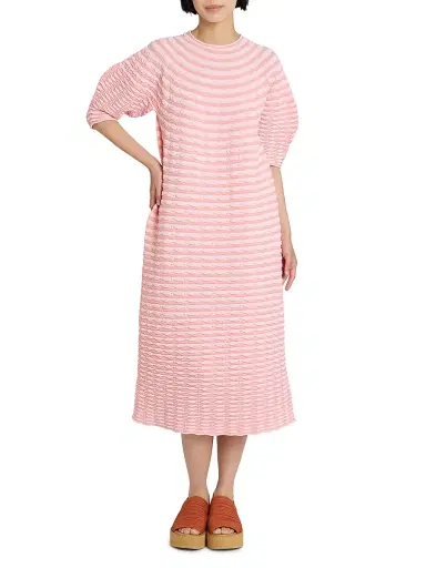 Pleats Please Issey Miyake Women's Colorful Mushroom Knit Midi-Dress - Light Pink | Thumbnail 2 Pleats Please Issey Miyake Women's Colorful Mushroom Knit Midi-Dress - Light Pink | Thumbnail 2