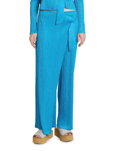 Pleats Please Issey Miyake Women's Facade Plissé Wrap Pants - Saxe Blue - Size Large | Thumbnail 3