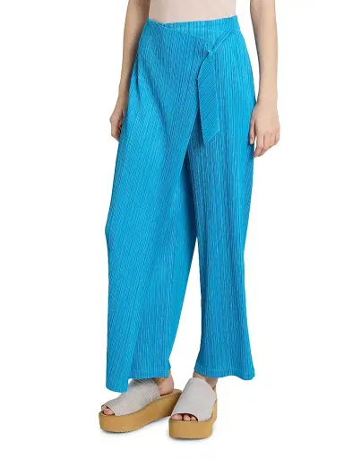 Pleats Please Issey Miyake Women's Facade Plissé Wrap Pants - Saxe Blue - Size Large | Thumbnail 4