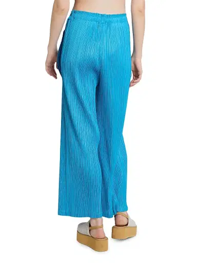 Pleats Please Issey Miyake Women's Facade Plissé Wrap Pants - Saxe Blue - Size Large | Thumbnail 5