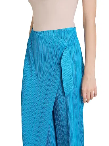 Pleats Please Issey Miyake Women's Facade Plissé Wrap Pants - Saxe Blue - Size Large | Thumbnail 6