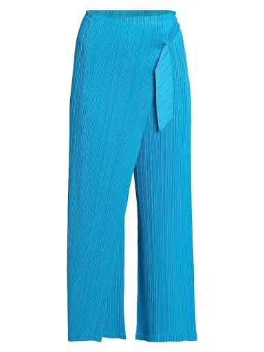 Pleats Please Issey Miyake Women's Facade Plissé Wrap Pants - Saxe Blue - Size Large | Thumbnail 1