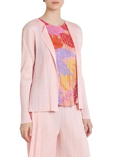 Pleats Please Issey Miyake Women's Monthly Colors: March Plissé Blazer - Light Pink - Size Large | Thumbnail 4 Pleats Please Issey Miyake Women's Monthly Colors: March Plissé Blazer - Light Pink - Size Large | Thumbnail 4