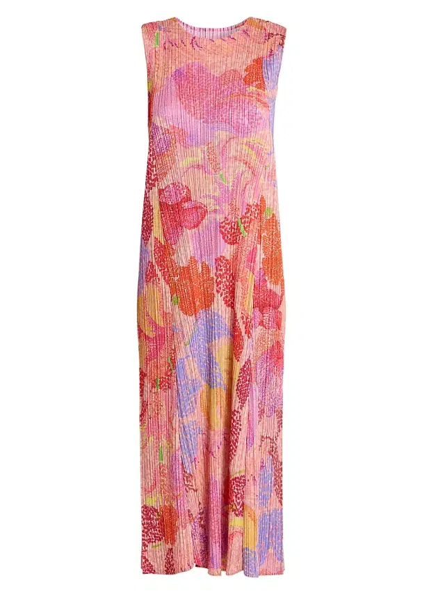 Pleats Please Issey Miyake Women's Foggy Forest Plissé Midi-Dress - Pink