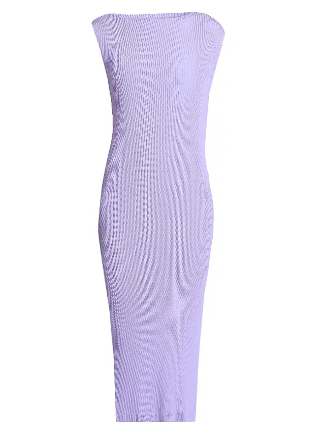 Women's Rhombus Pleats Midi-Dress - Purple