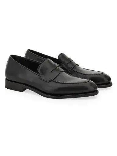Ferragamo Men's Brandy Patent Leather Penny Loafers - Nero - Size 12 | Thumbnail 2