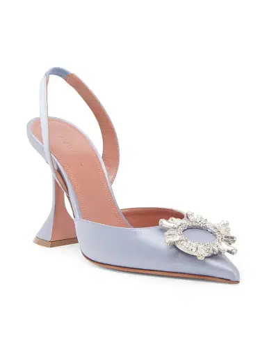 Amina Muaddi Women's Begum 95MM Silk Slingback Pumps | Thumbnail 2 Amina Muaddi Women's Begum 95MM Silk Slingback Pumps | Thumbnail 2
