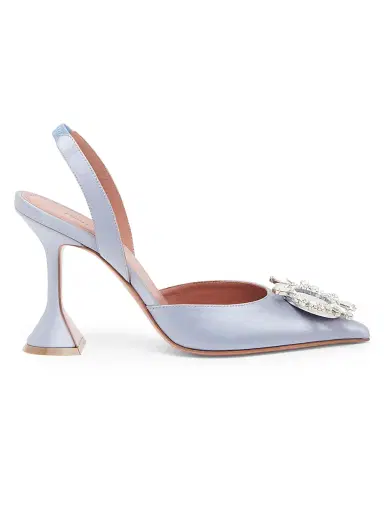 Amina Muaddi Women's Begum 95MM Silk Slingback Pumps | Thumbnail 1 Amina Muaddi Women's Begum 95MM Silk Slingback Pumps | Thumbnail 1
