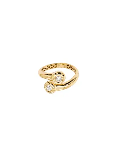 Wish Fine Jewelry 0.241ct Diamond 14K Gold Bypass Ring | Thumbnail 1