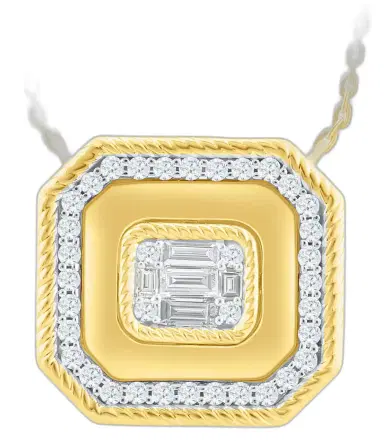 Wish Fine Jewelry 0.523ct Diamond 14K Gold Halo Pendant Chain Necklace | Thumbnail 1