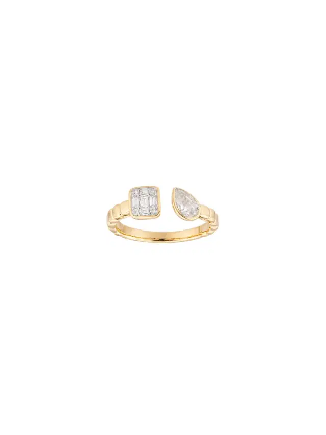 Wish Fine Jewelry 0.528ct Diamond 14K Gold Multi Shape Open Ring