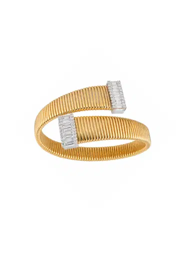 Wish Fine Jewelry 0.644ct Diamond 14K Gold Bypass Bangle Bracelet | Thumbnail 1 Wish Fine Jewelry 0.644ct Diamond 14K Gold Bypass Bangle Bracelet | Thumbnail 1