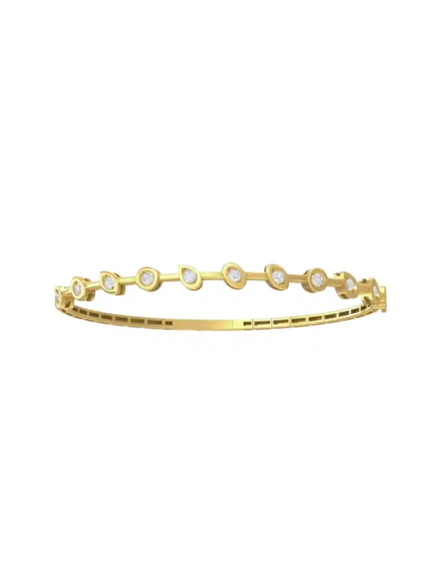 0.728ct Diamond 14K Gold Bangle Bracelet