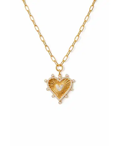 Wish Fine Jewelry 1.10ct Diamond 14K Gold Fluted Heart Paperclip Necklace | Thumbnail 1 Wish Fine Jewelry 1.10ct Diamond 14K Gold Fluted Heart Paperclip Necklace | Thumbnail 1