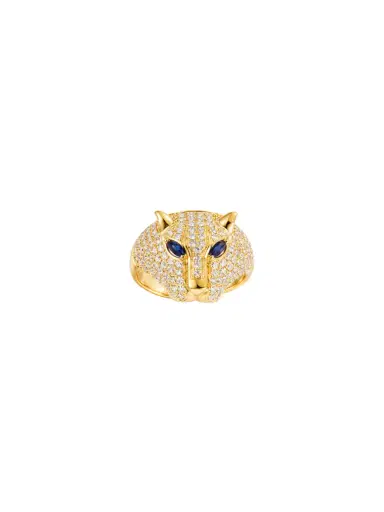 Wish Fine Jewelry 1.261ct Diamond Sapphire 14K Gold Pave Panther Ring | Thumbnail 1 Wish Fine Jewelry 1.261ct Diamond Sapphire 14K Gold Pave Panther Ring | Thumbnail 1