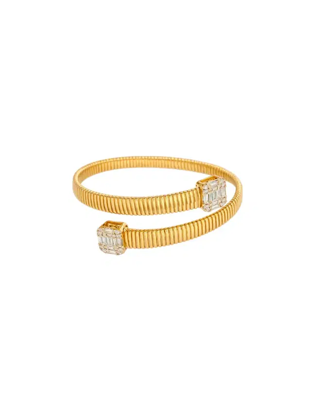 10.075ct Diamond 14K Gold Bypass Bangle Bracelet