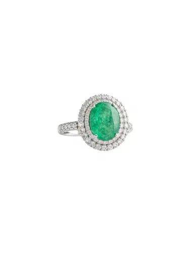 Wish Fine Jewelry 2.51ct Diamond Emerald 18K Gold Oval Ring | Thumbnail 1 Wish Fine Jewelry 2.51ct Diamond Emerald 18K Gold Oval Ring | Thumbnail 1