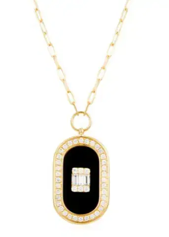Wish Fine Jewelry 2.701ct Diamond Onyx 14K Gold Drop Necklace | Thumbnail 1