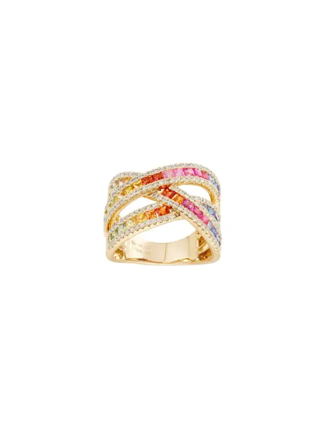 2.95ct Multi Stones Diamond 14K Gold Crossover Ring