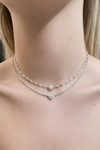 Wish Fine Jewelry 3.11ct Diamond 18K Gold Heart Solitaire Necklace | Thumbnail 2