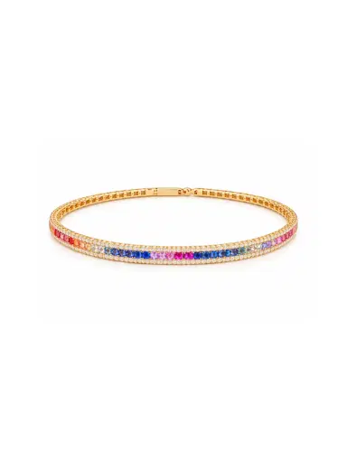 Wish Fine Jewelry 3.14ct Diamond Multi Sapphire 14K Gold Bangle Bracelet | Thumbnail 1 Wish Fine Jewelry 3.14ct Diamond Multi Sapphire 14K Gold Bangle Bracelet | Thumbnail 1