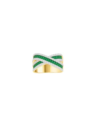 Wish Fine Jewelry 3.1ct Emerald Diamond 14K Gold Crossover Ring | Thumbnail 1 Wish Fine Jewelry 3.1ct Emerald Diamond 14K Gold Crossover Ring | Thumbnail 1