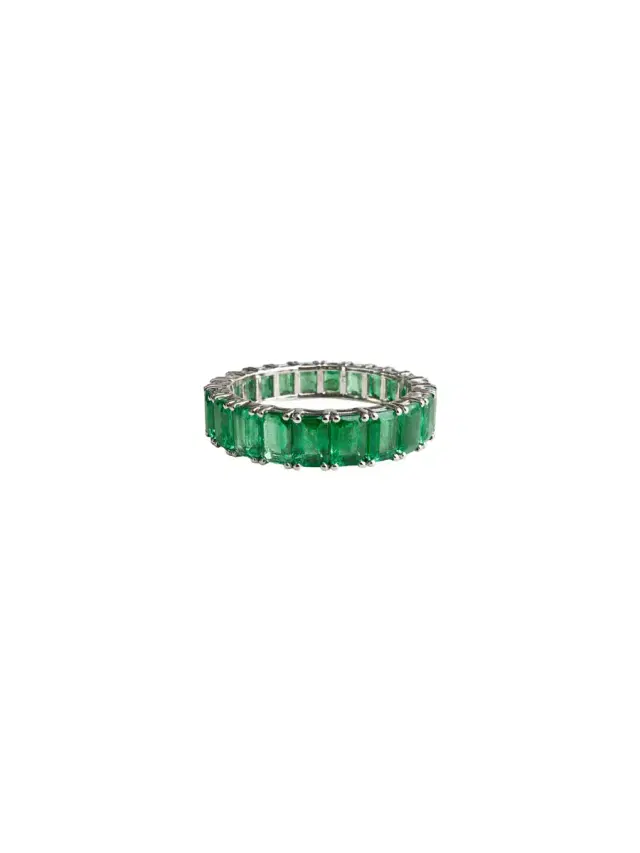 Wish Fine Jewelry 5.80ct Emerald 18K Gold Eternity Ring
